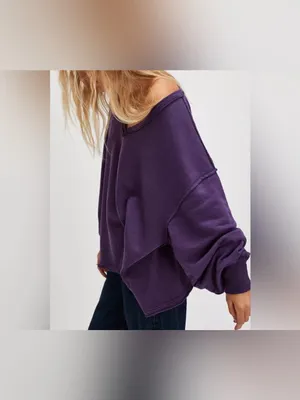 Free People We The Free Venice V-Neck Sweatshirt - Sour Grape Purple - XS thumbnail 4
