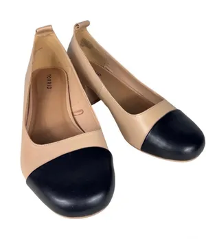 Torrid Beige Black Two Tone Cap Toe‎ Block Heel Slip On Pumps Chic 41355149 thumbnail 1