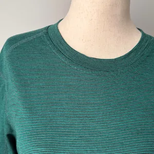 Smartwool Green Striped Lightweight Long Sleeve Top Fitted Wool Athletic thumbnail 2