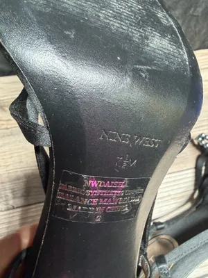 NINE WEST Black Satin & Stones Dressy Slingback Heels Size 7.5 M thumbnail 8