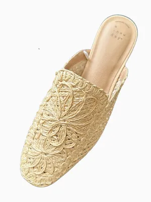 A New Day Greta Raffia Slip On Mule Flats Natural Tan Size 11 thumbnail 2