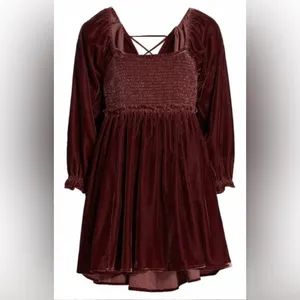 Free People Daphne Boho-Chic Velvet Whimsical Grunge Mini Dress Lace Back Sz S thumbnail 10