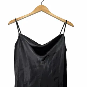 Y2K bebe Black Satin Slip Dress M Cowl Neck Mini Going Out Made USA Minimalist thumbnail 4