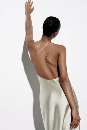 ZARA Satin Effect Dress Maxi Midi Slip Bodycon Wedding Party Coctail thumbnail 9