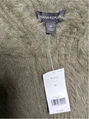 Women's Banana Republic Fuzzy Sweater Size M Green Crew Neck thumbnail 4