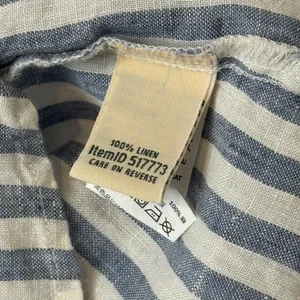 L.L. Bean Linen Blue White Stripe Top Womens M Pocket Short Sleeve Nautical thumbnail 3