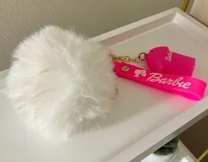 Barbie White and Pink Pom Pom Keychain/Bag Charm NWT thumbnail 1