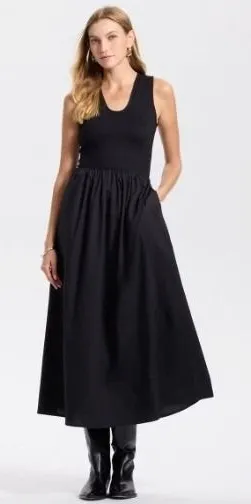 A New Day Women's Size Large Sleeveless Knit Midi A-Line Dress Black Ruffle thumbnail 1