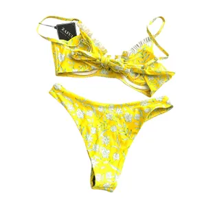 ZAFUL Floral V-Wire High Cut Bikini Yellow NWT Sz 4‎ thumbnail 3