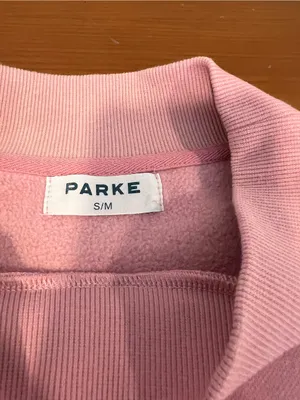 Parke Valentine’s Day Jean Heart Varsity Mock neck Sweatshirt Size S/M thumbnail 4
