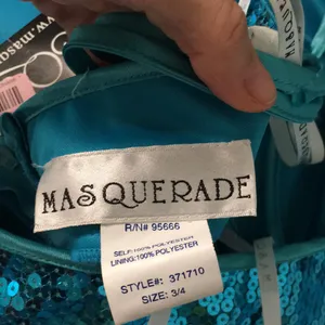 New Masquerade Formal or Prom Halter Shimmery Sequins Dress Turquoise Blue 3/4 thumbnail 12