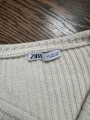 ZARA Cream Beige Chunky Knit Asymmetrical Cropped Sweater Jumper thumbnail 6