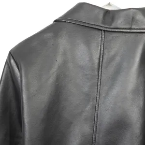 Vintage Faux Vegan Black Leather Jacket Blazer thumbnail 9