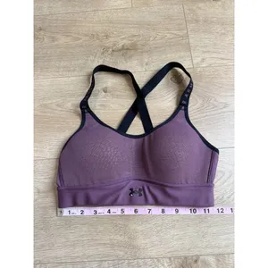EUC Under Armour Women Sports Bra Purple Fitted Wireless Racerback size XS thumbnail 4