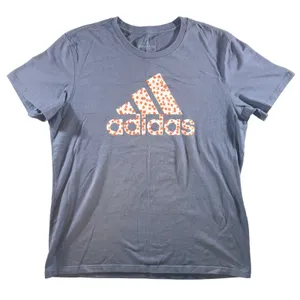 304 | Adidas Amplifier Women XL‎ Floral Graphic Logo Short Sleeve Tee Blue thumbnail 1