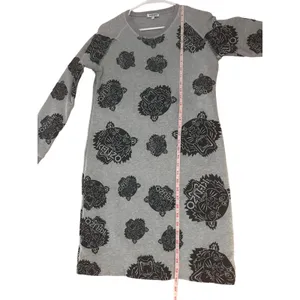 Kenzo Women’s Grey Flocked Velvet Tiger Logo Fleece Sweatshirt Dress-Size Large thumbnail 6