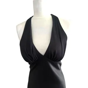 Vintage BMoss‎ Dress Black Midi Halter Dress 6 Babydoll Y2K Whimsigoth Goth Hoco thumbnail 4