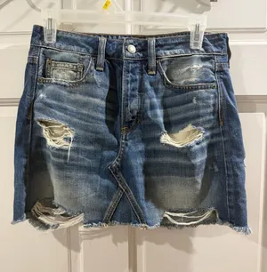 American Eagle Outfitters Blue Distressed Denim Mini Skirt Size 6 thumbnail 1