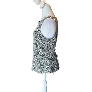 Anthropologie Corseted Jacquard Top Womens Size Medium White Black thumbnail 11
