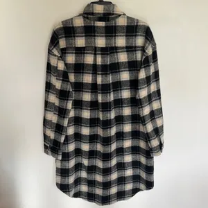 Mystree Women Black White Plaid Shacket Wool Blend Long‎ Shirt Jacket Size Small thumbnail 10