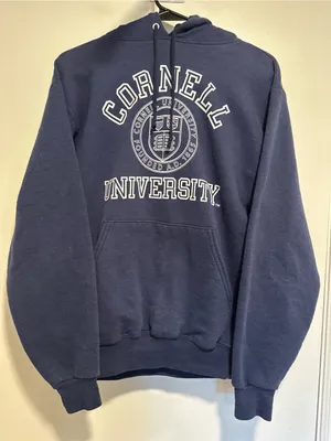 Vintage Cornell University Hoodie SzS Navy Blue Jerzees logo Spellout Streetwear thumbnail 1