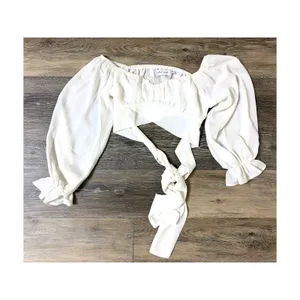 Petal & Pup Dimitri White Off Shoulder Crop Top Size 8 Puff Sleeve thumbnail 2