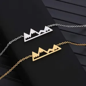 NEW Yellow Gold Plated Snowy Mountain Bar Pendant Necklace, 16-18”‎ thumbnail 9