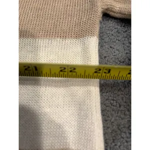 Eileen Fisher Organic Linen Striped Sweater Tan White Large S18SVD Pockets thumbnail 7