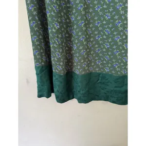 April Cornell Green Satin Trim Blue Floral Maxi Skirt Size Large thumbnail 4