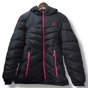 Reebok | NWOT Women's Black Pink Trim Thick Winter Puffer Jacket Coat (size XL) thumbnail 4