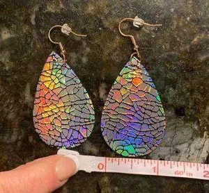 Handmade Teardrop Earrings Iridescence thumbnail 5