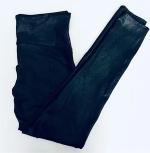 SPANX Metallic Shimmer Liquid Leggings Black Stretch Slimming Shape L thumbnail 2