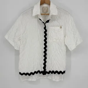 Simply Southern White Seersucker Pajama Set Short Sleeve Black Trim‎ Small NWT thumbnail 4