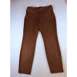 T Tahari Pants Womens Medium Brown‎ Faux Leather High Rise Stretch Pull On Slim thumbnail 2