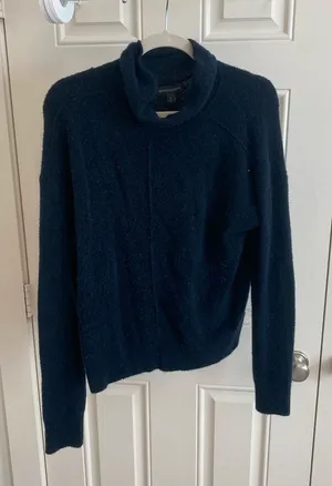 Banana Republic Dark Teal Fuzzy Mock Neck Sweater | Size Small thumbnail 1