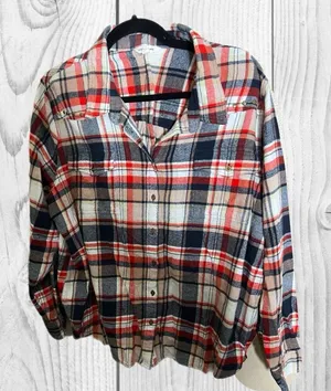 Lucky Brand Red and Blue Plaid Button Down‎ Everyday multicolor Shirt size XL thumbnail 1