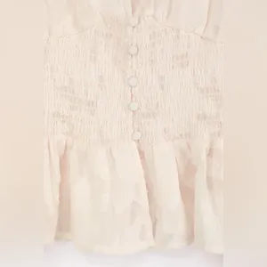 NWT Lulus Patio Date Ivory Floral Jacquard Button-Up Long Sleeve Top Size M thumbnail 6