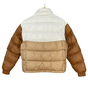 Columbia Pike Lake II Cropped Insulated Jacket Omni-Heat Puffer Coat Brown White thumbnail 6