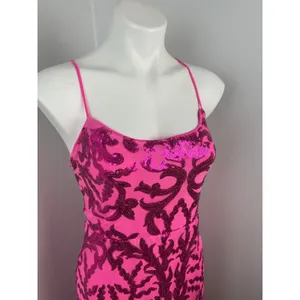 Iris Pink Sparkly Sequined Formal Low Back Evening Prom Dress Large thumbnail 2