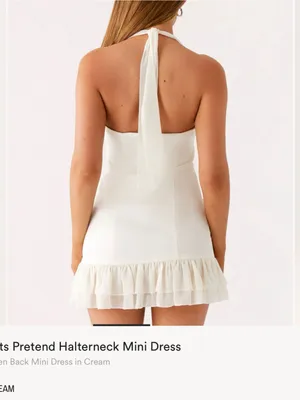 NWT Peppermayo Cream Halter Mini Dress with Ruffle Hem, 8 thumbnail 2
