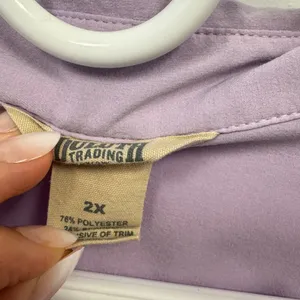 Duluth Trading Co Women's 2X Lavender Button Down Long Sleeve Pocket Shirt thumbnail 6