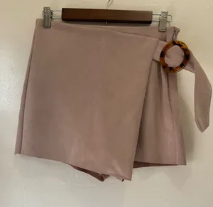 Zara Faux Suede Wrap Mini Skort Tortoiseshell Buckle (S) thumbnail 1