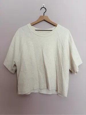 Aerie Beige Ribbed Boxy T-Shirt Beige Large thumbnail 2