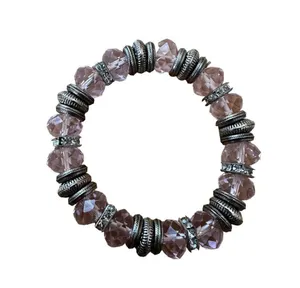 Pair of Pink and Purple Crystal Stretch Bracelets thumbnail 7