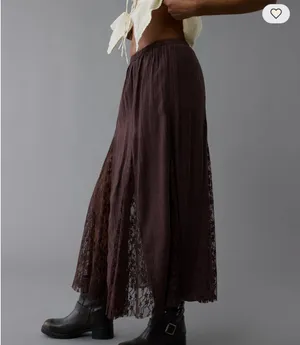 american eagle brown high waisted lace detail maxi skirt thumbnail 5