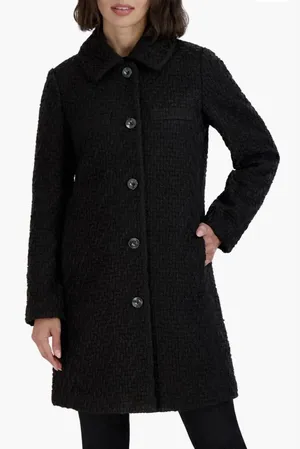 Laundry by Shelli Segal Chunky Knit Black Boucle Coat Size XS Collared thumbnail 1
