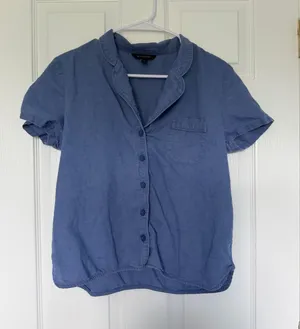 Banana Republic Blue 100% Linen Pajama Top Size Small thumbnail 1