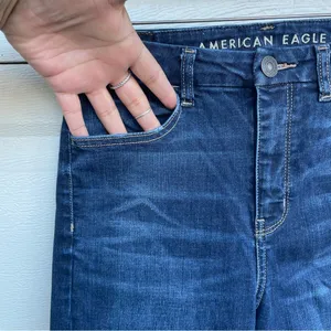 AEO American Eagle Womens Jeans Curvy High Hi Rise Jegging Blue Denim Stretch 6 thumbnail 7