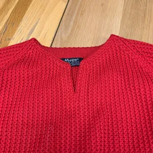 Meggi Red 100%‎ New Wool Hand Loomed Sweater Made in Germany Womens Large VTG thumbnail 2