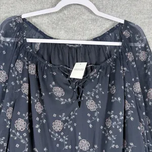 Abercrombie and Fitch Size-XL Mini Dress Floral Stretch Waist Dark Blue thumbnail 9